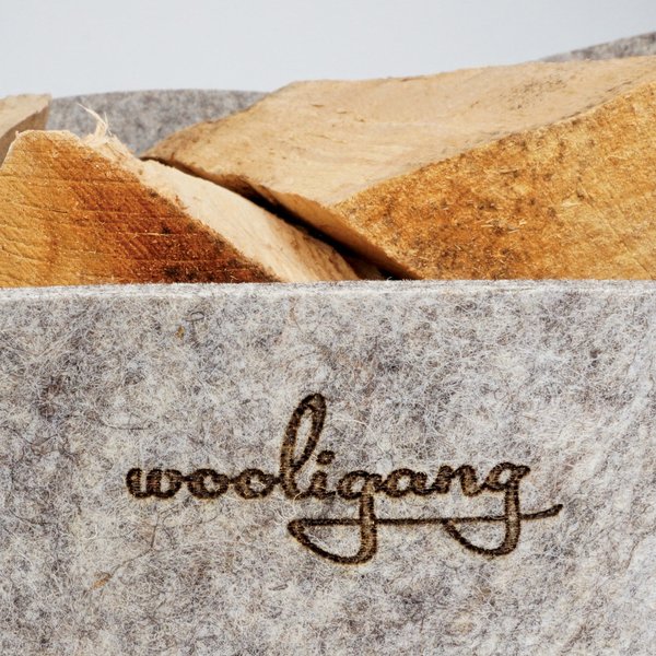 Holzkorb / Einkaufskorb - aus Wollpressplatten - Griffe aus Loden