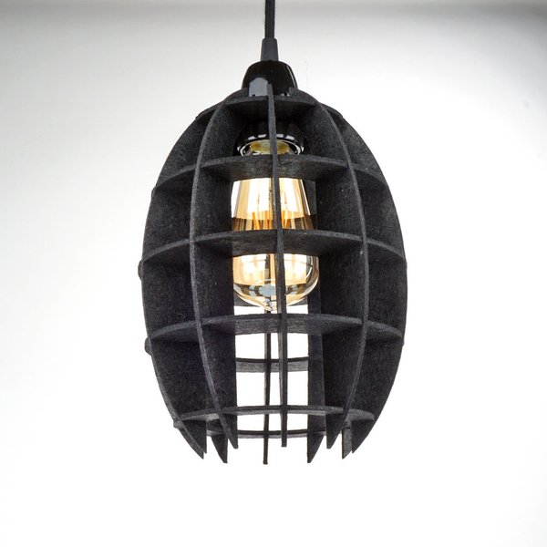 Fächer - Lampe aus Wollpressplatten - schwarz