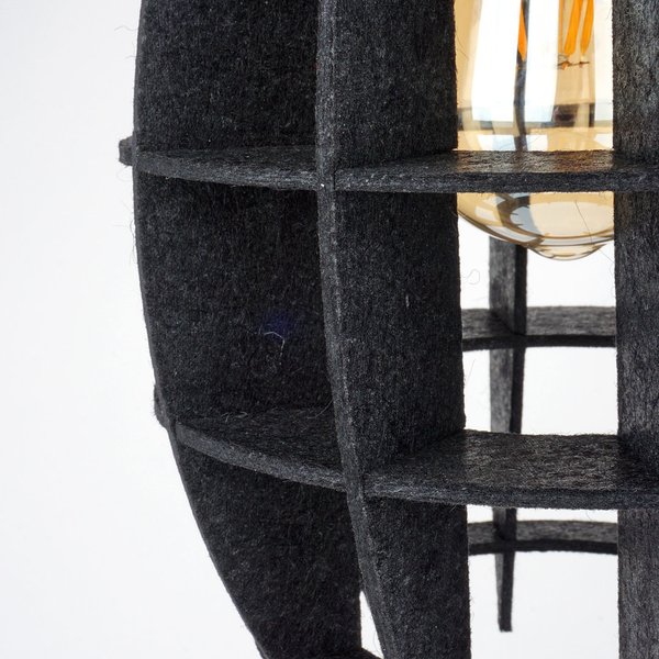 Fächer - Lampe aus Wollpressplatten - schwarz