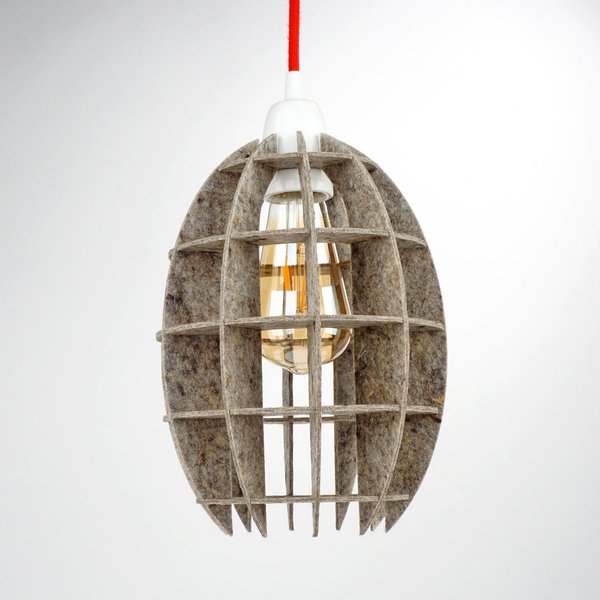 Fächer - Lampe aus Wollpressplatten - Natur